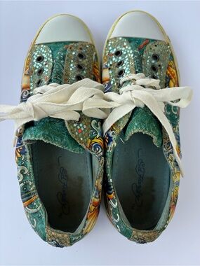 Vintage Ed Hardy Sequin Koi Wave Low-Top Sneakers